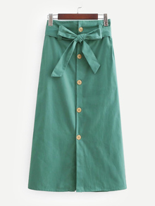 Button Through Self Tie Skirt