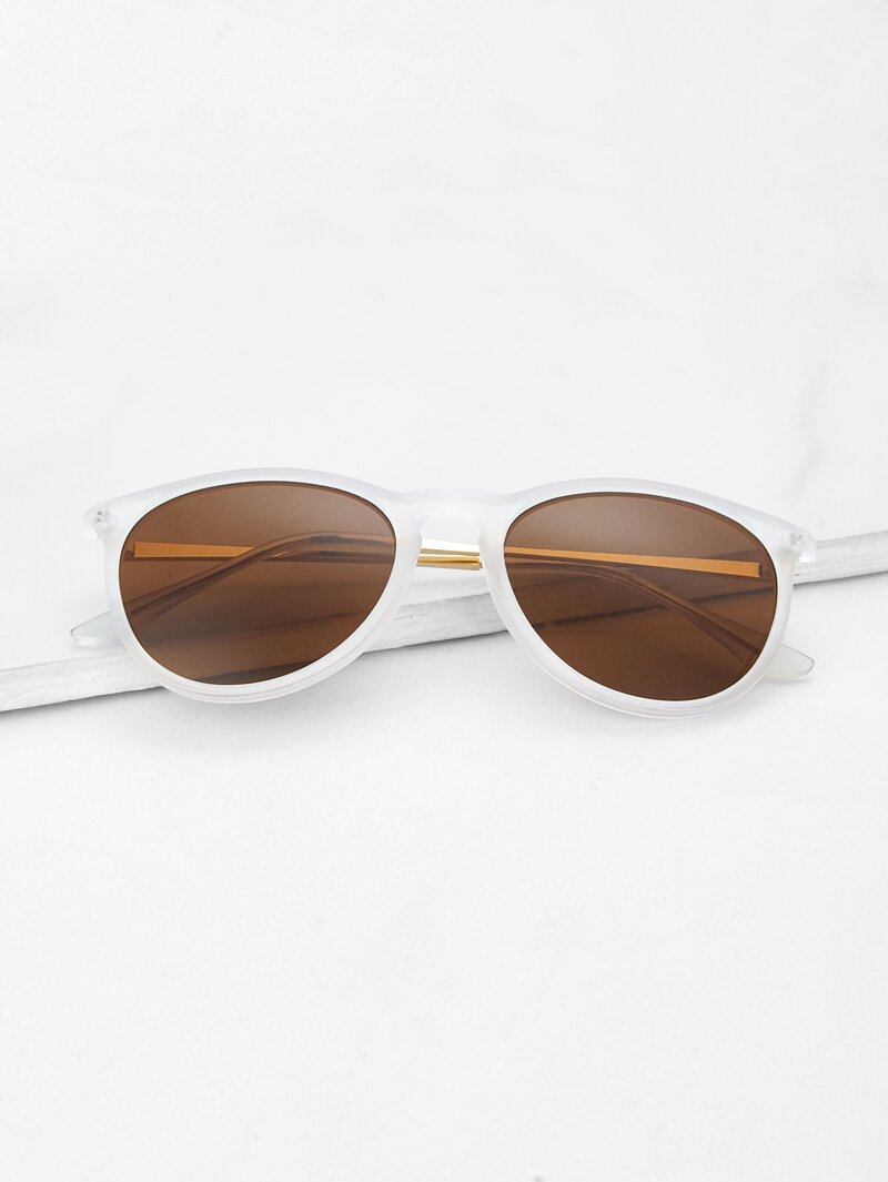 

Tinted Lens Frosted Frame Sunglasses, Brown