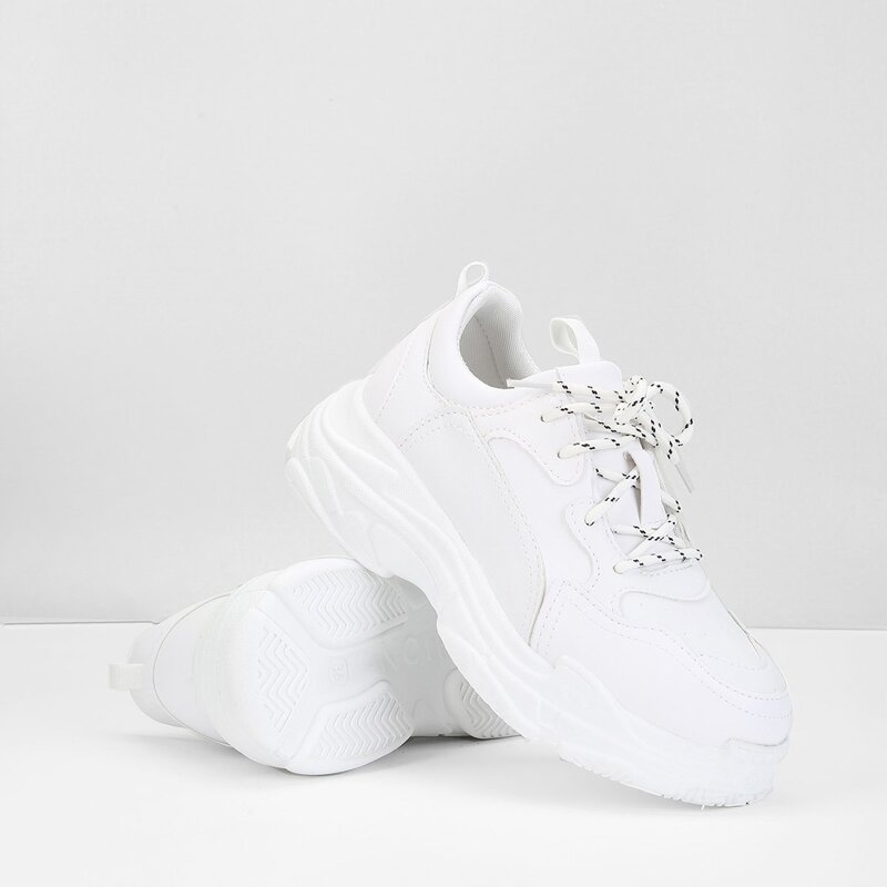 

Topstitch Lace-Up Sneakers, White