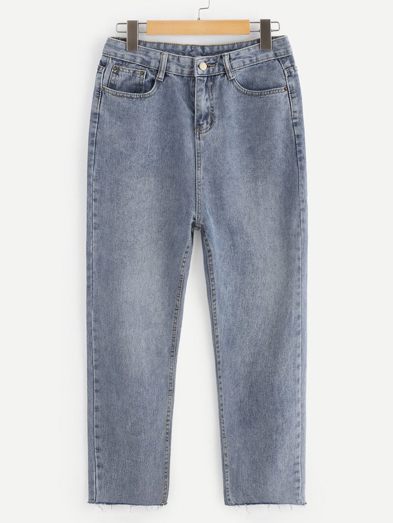 

Raw Hem Solid Jeans, Blue