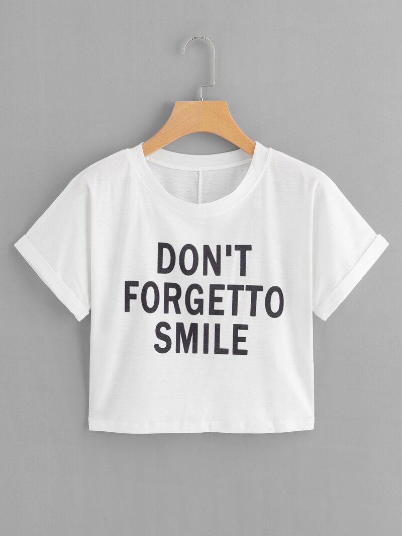 

Slogan Print Crop Tee, White