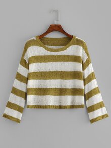 Drop Shoulder Striped Knit Jumper