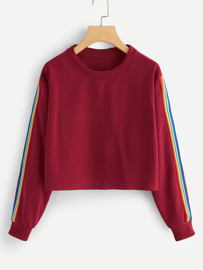 

Colorful Striped Tape Side Sweatshirt, Burgundy