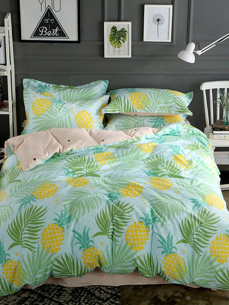 

Pineapple & Plant Print Sheet Set, Multicolor