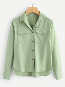 Single Breasted Solid Blouse