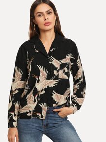 Animal Print Single Breasted Blouse