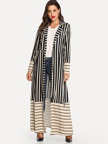 Striped Self Tie Waist Outerwear