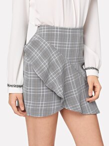 Plaid Ruffle Trim Skirt