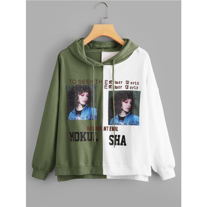 

Figure Print Color Block Sweatshirt, Multicolor