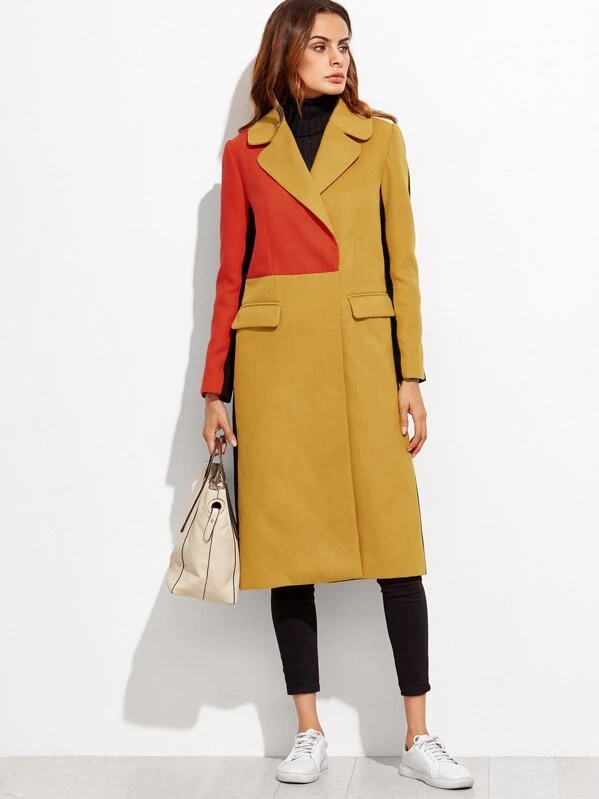 Manteau color block à double boutonnage | Mode en ligne Manteau color block à double boutonnage | Mode en ligne