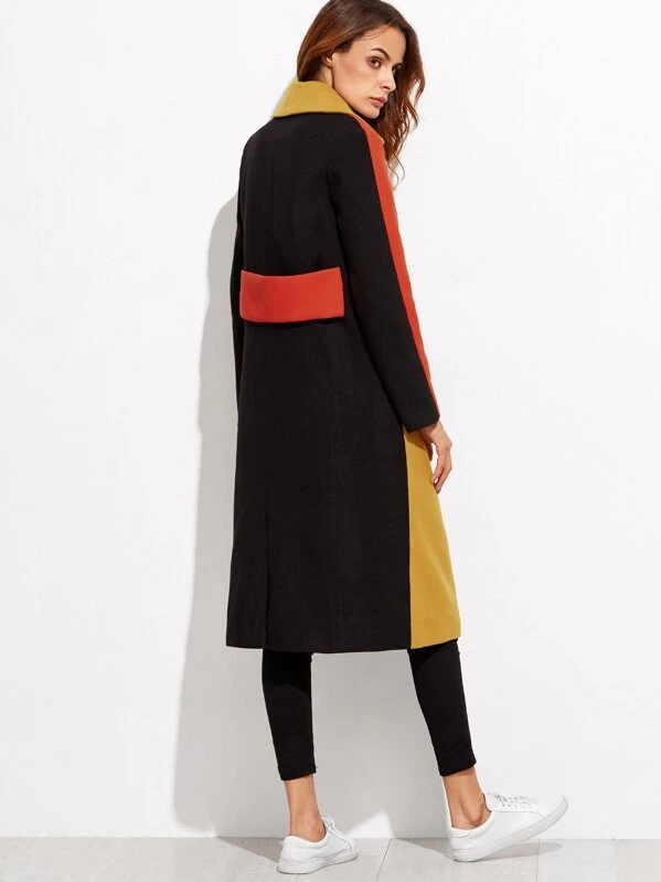 Manteau color block à double boutonnage | Mode en ligne Manteau color block à double boutonnage | Mode en ligne