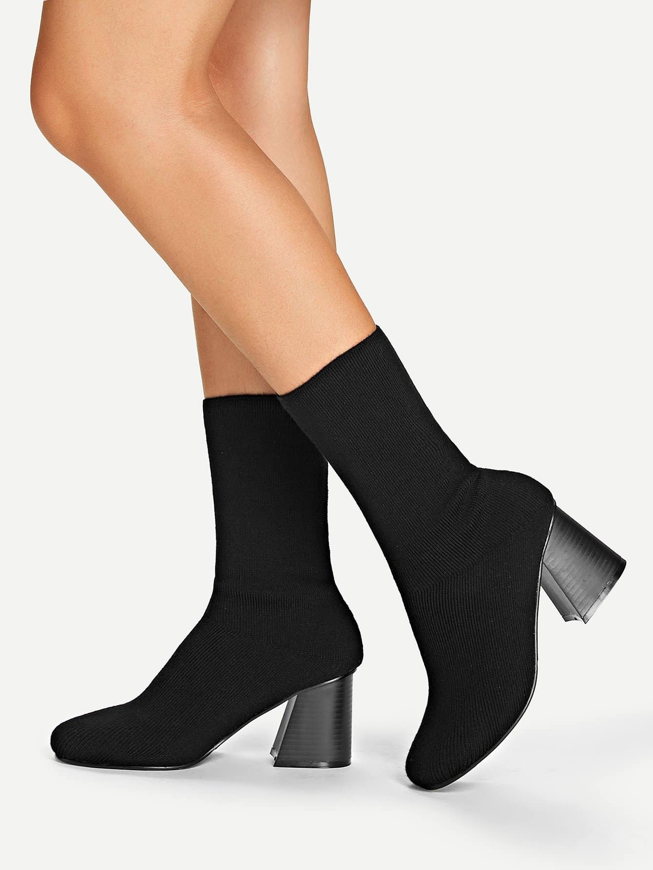 Botines calcetín de tacón ancho | Mode de Mujer | SHEIN España