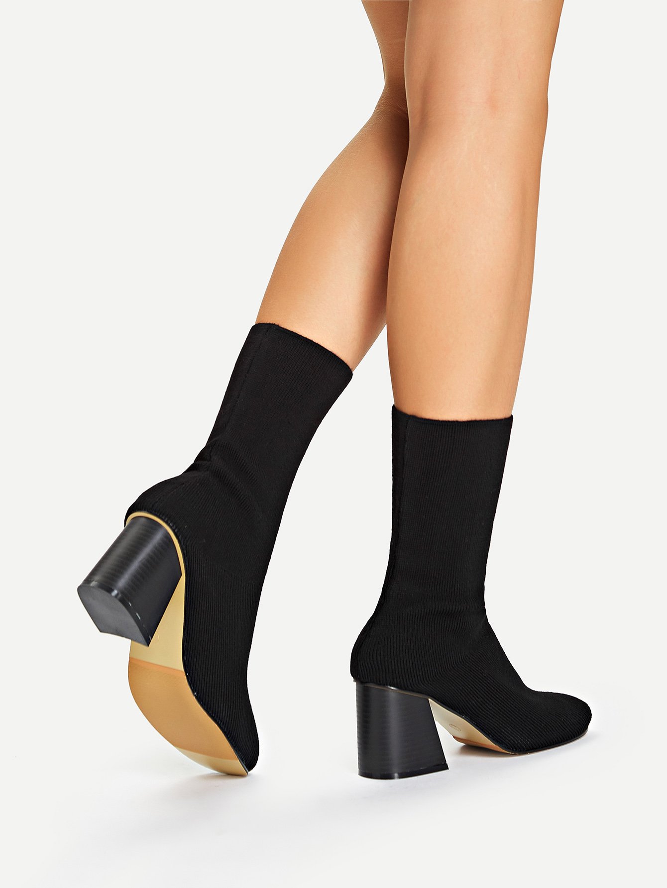 Botines calcetín de tacón ancho | Mode de Mujer | SHEIN España