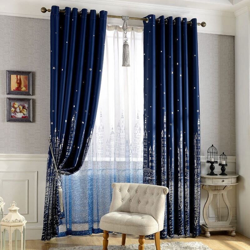

Castle Print Curtain 1pc, Navy