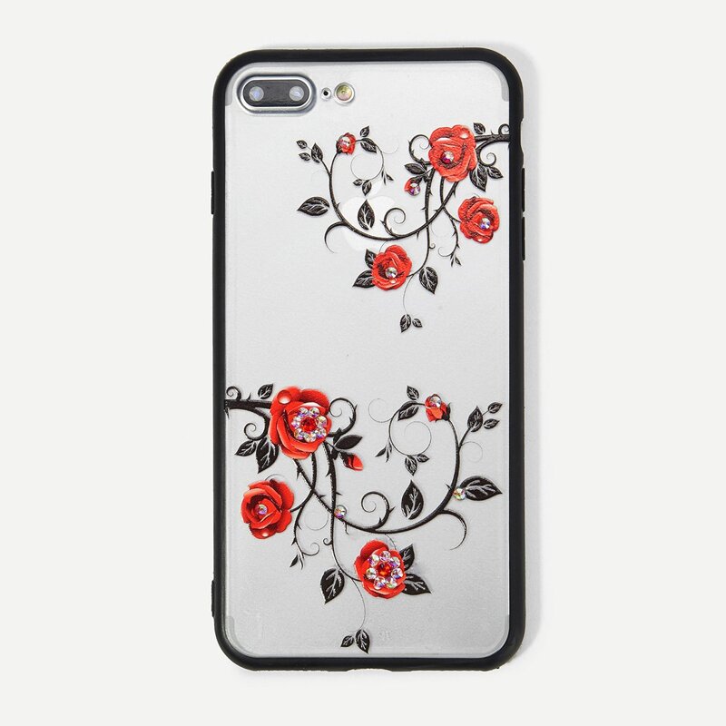 

Rhinestone Engraved Flower iPhone Case