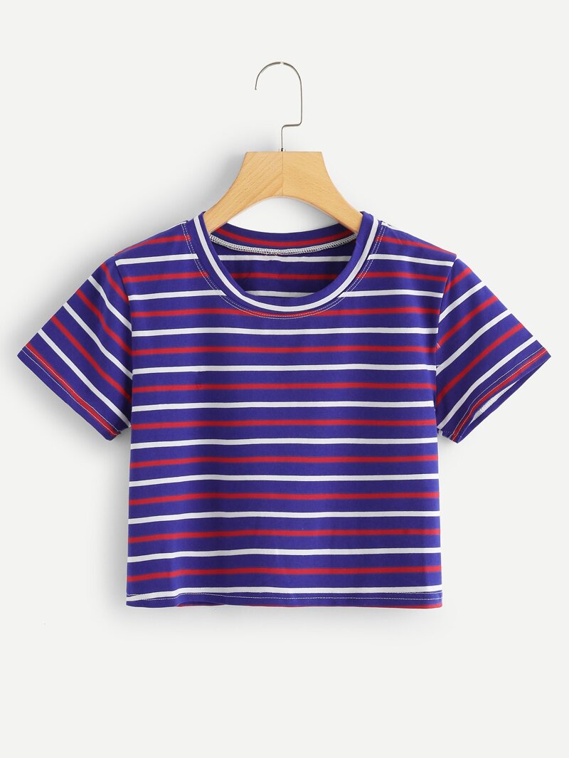 

Contrast Striped Tee, Multicolor