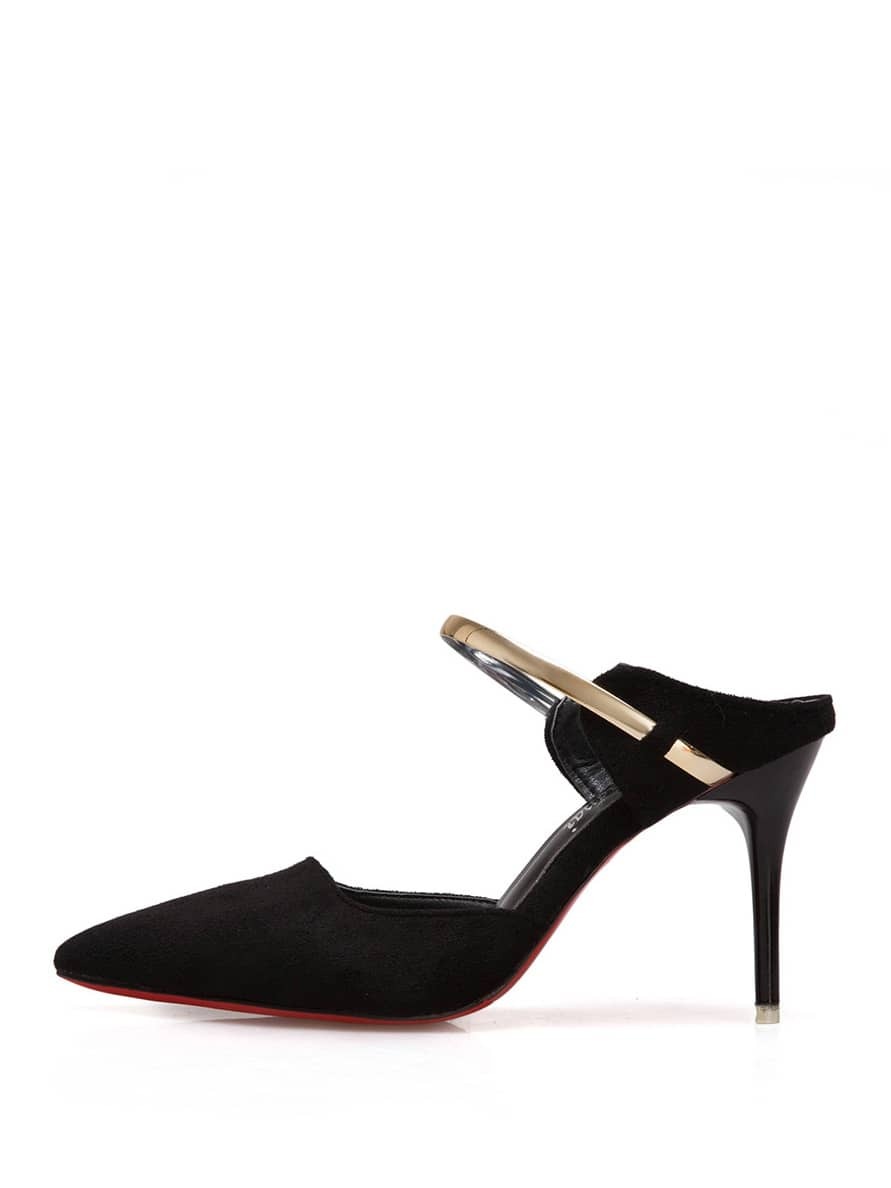 

Pointed Toe Suede Heels, Black
