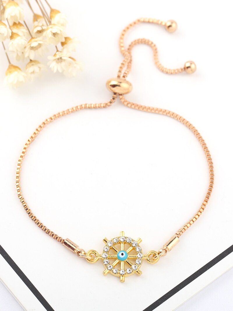 

Hollow Round Detail Chain Bracelet, Gold