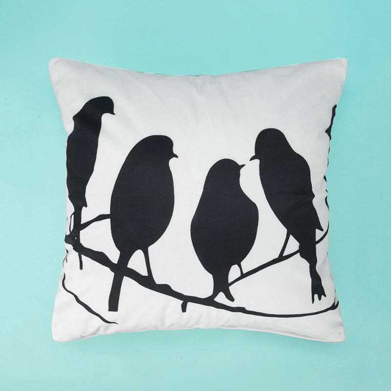 

Bird Print Pillowcase 1PC, Black and white