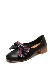 Striped Bow Decor Heels