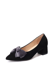 Ombre Bow Decor Block Heels