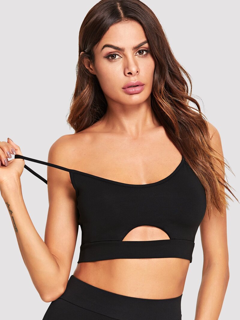 

Cut-Out Plain Bralette, Black, Andy