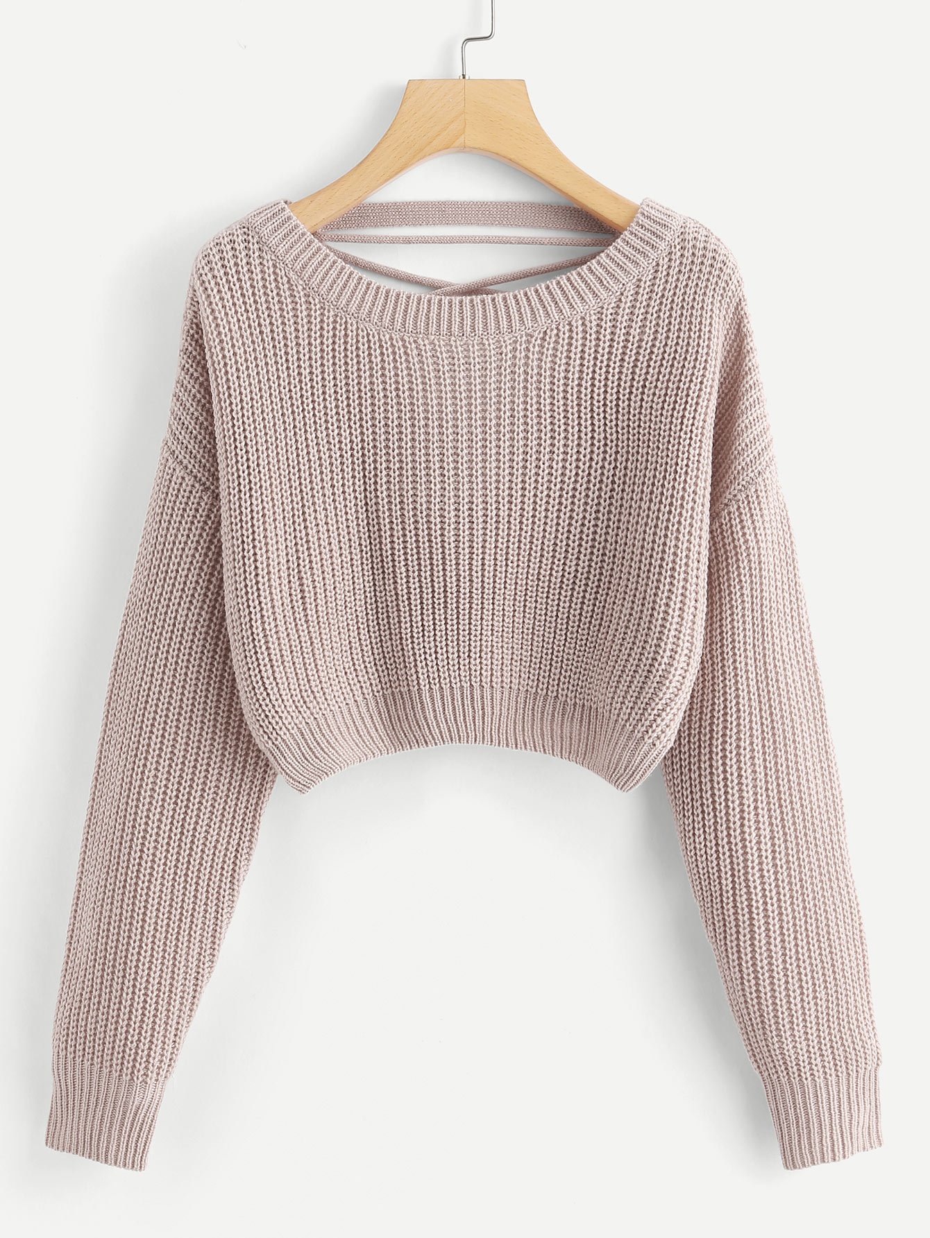 LaceUp V Back Crop Jumper SHEIN UK