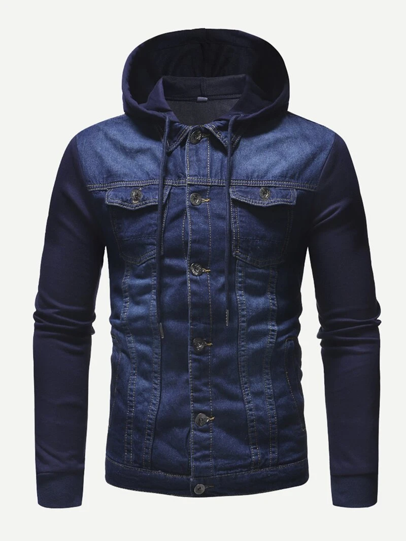 En Homme Jean Panneau À Blouson Capuche Découpé n0PkwXZ8ON