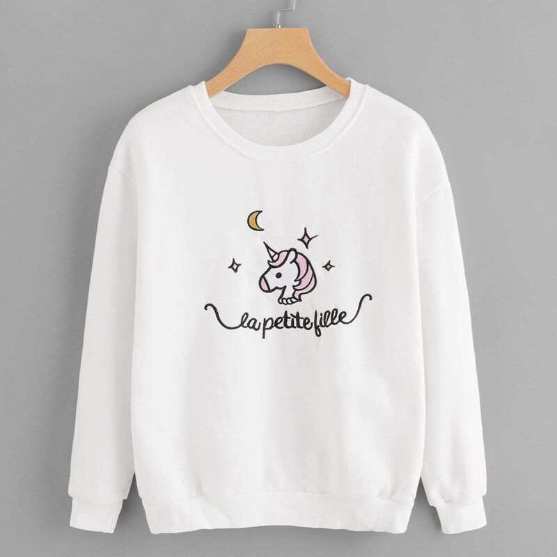 

Letter Embroidered Sweatshirt, White