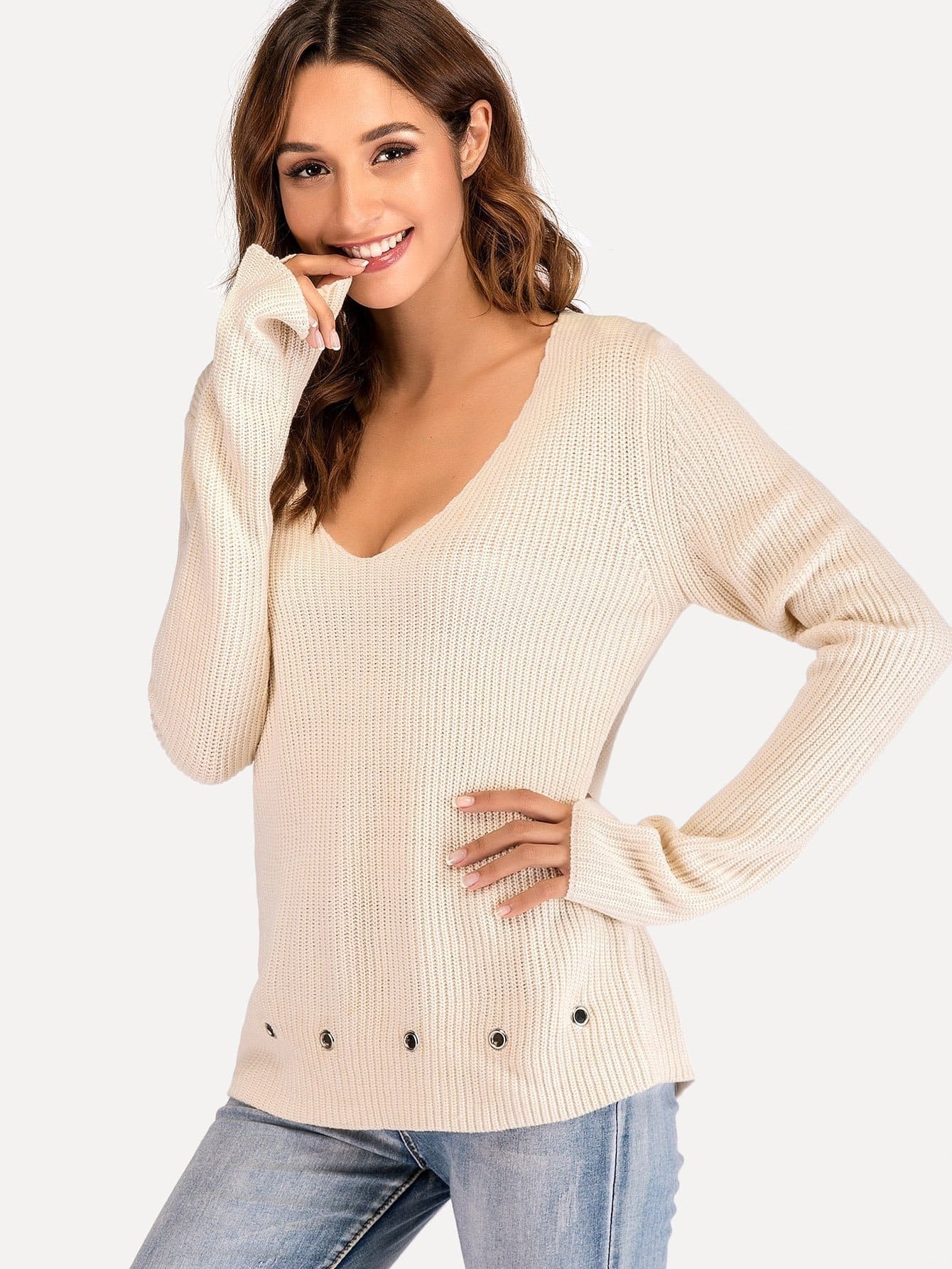 deep v neck jumper