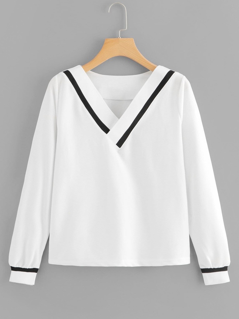 

Stripe Contrast Top, White