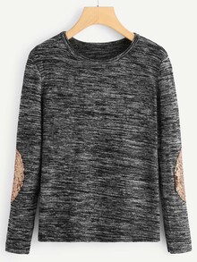 Sequin Contrast Sleeve Top