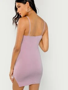 SHEIN Privé Vestido de tirante bajo con abertura - Lila Púrpura - Ver 2