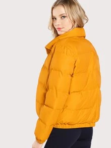 SHEIN Abrigo de cuello alzado - Mostaza Amarilla - Ver 2