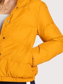 SHEIN Abrigo de cuello alzado - Mostaza Amarilla - Ver 4