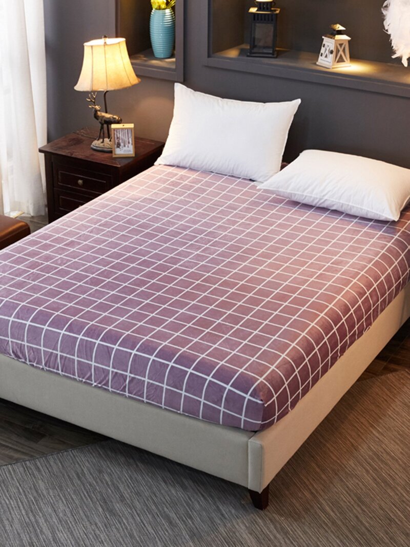 

Plaid Print Fitted Sheet 1PC, Purple