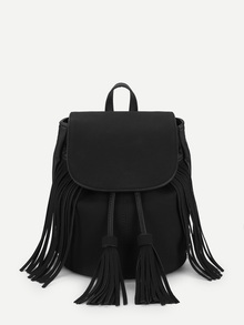 Tassel Design Flap PU Backpack