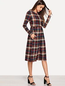 SHEIN Figurbetontes Kleid mit Karo Muster - Verschiedenfarbig - Übersicht 3