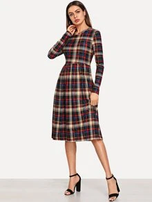 SHEIN Figurbetontes Kleid mit Karo Muster - Verschiedenfarbig - Übersicht 4