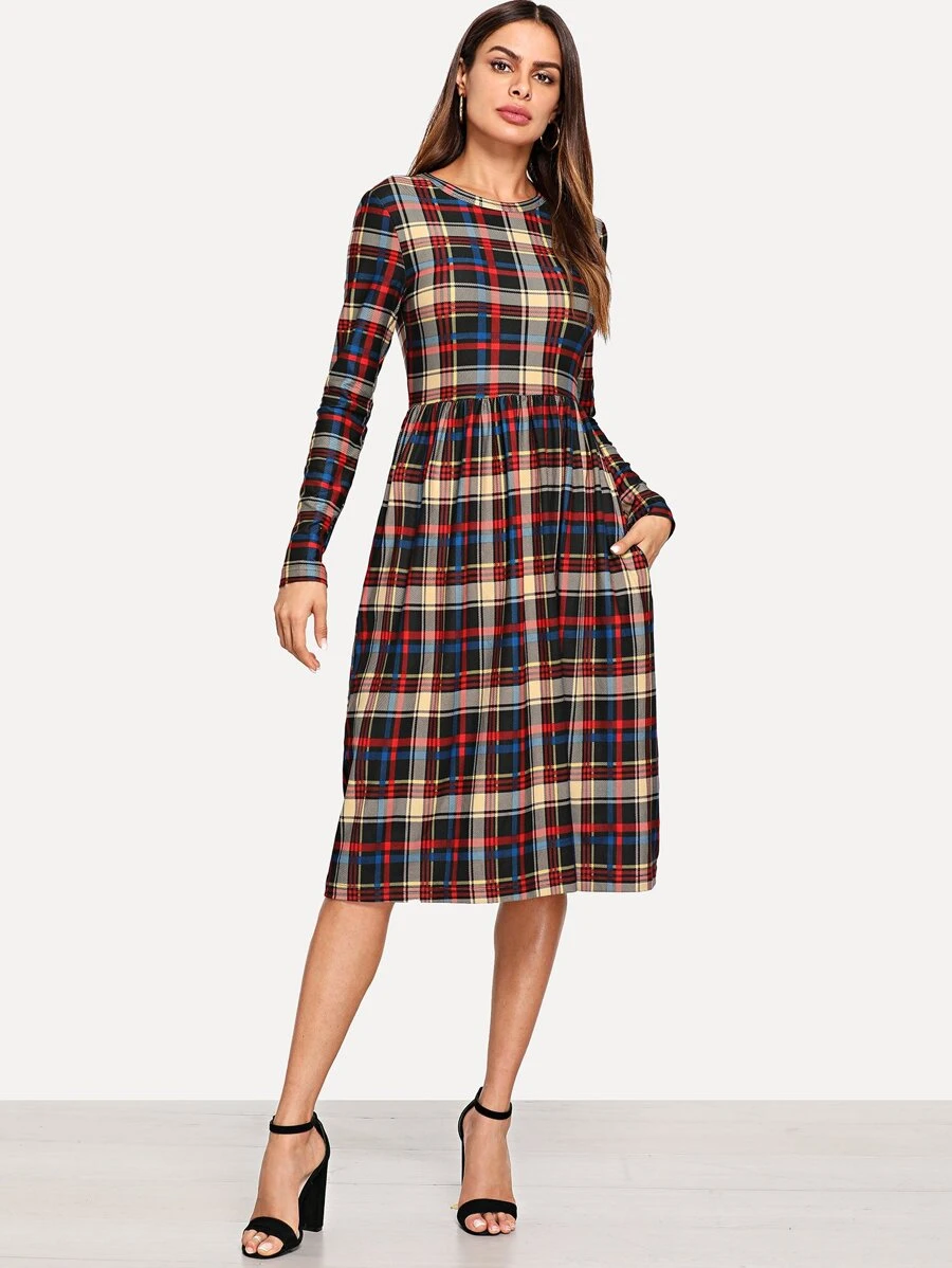 SHEIN Figurbetontes Kleid mit Karo Muster - Verschiedenfarbig - Übersicht 1