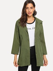 Solid Hooded Longline Coat