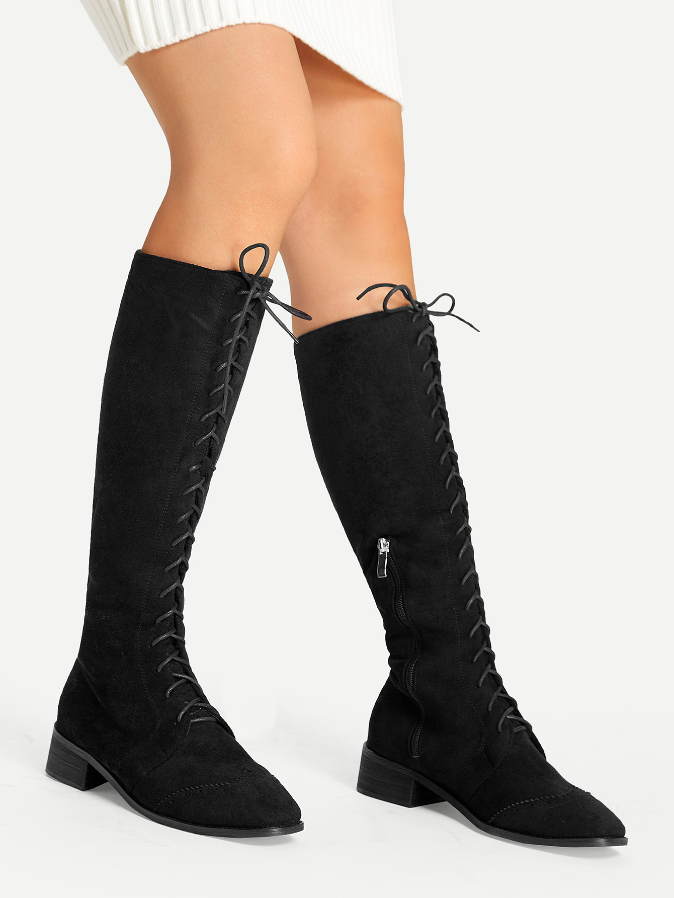 Lace-Up Knee Boots