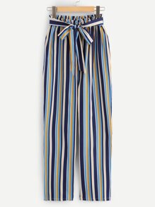 Striped Self Tie Waist Pants