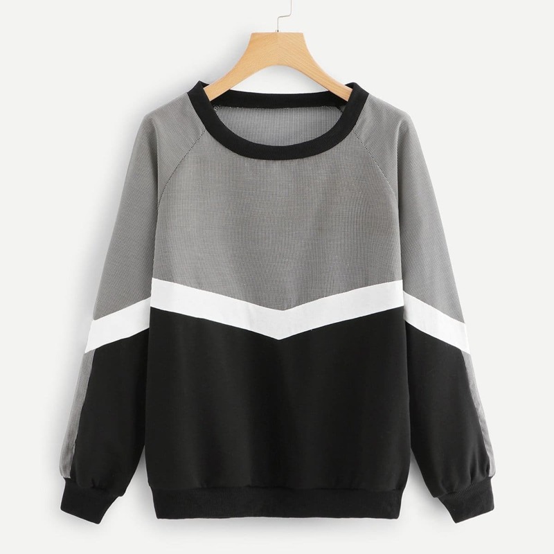 

Colorblock Round Neck Sweatshirt, Multicolor
