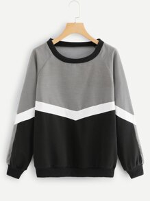 Colorblock Round Neck Sweatshirt