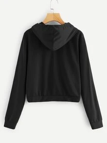 Figure Graphic Drawstring Hooded Sweatshirt - Black - View 2