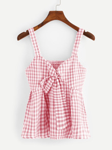 Checked Twist Front Cami Top