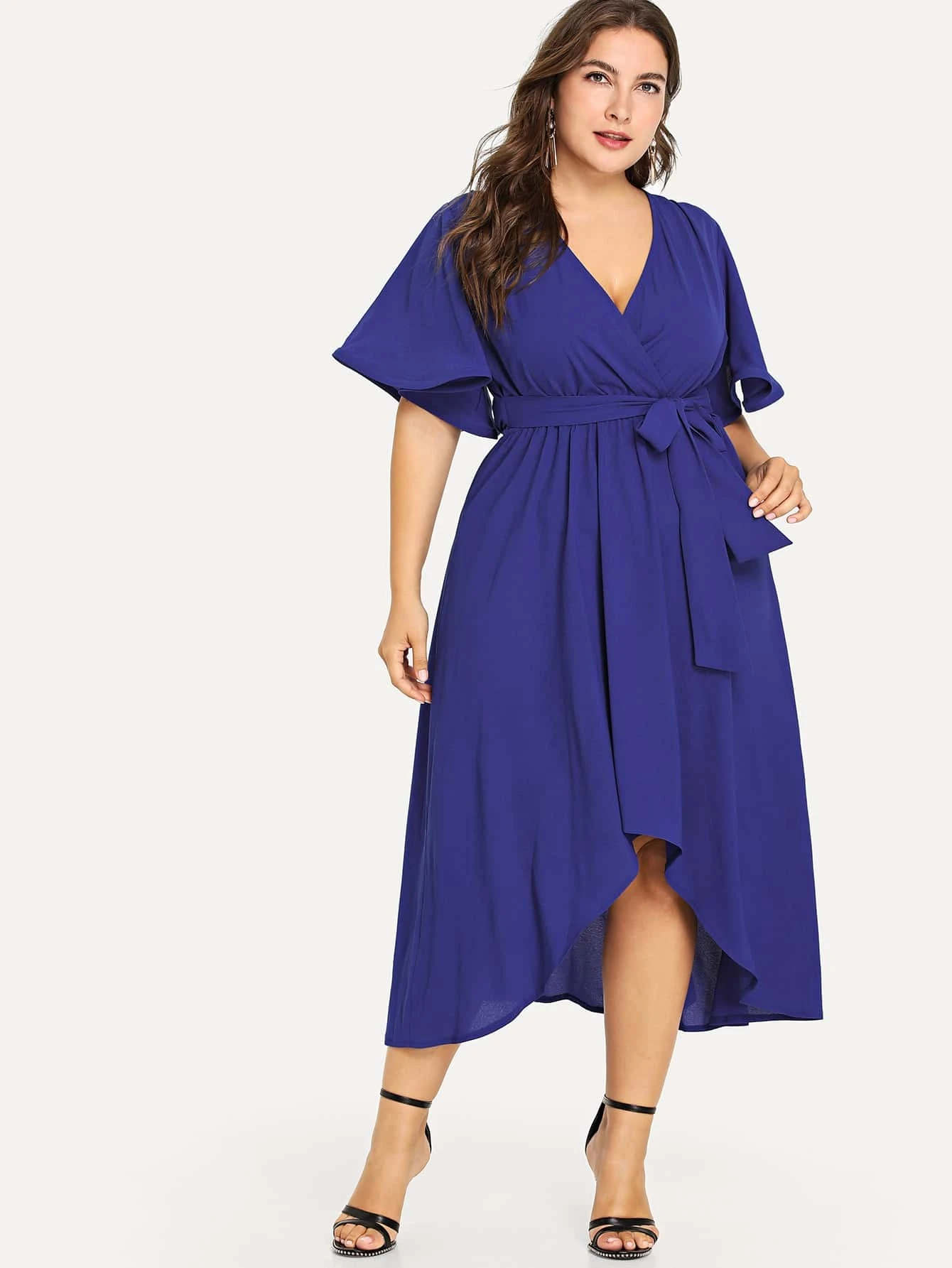 shein surplice wrap solid dress