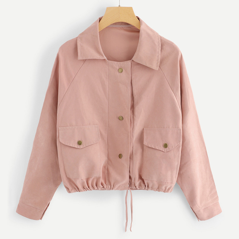 

Dual Pocket Drawstring Jacket, Pink