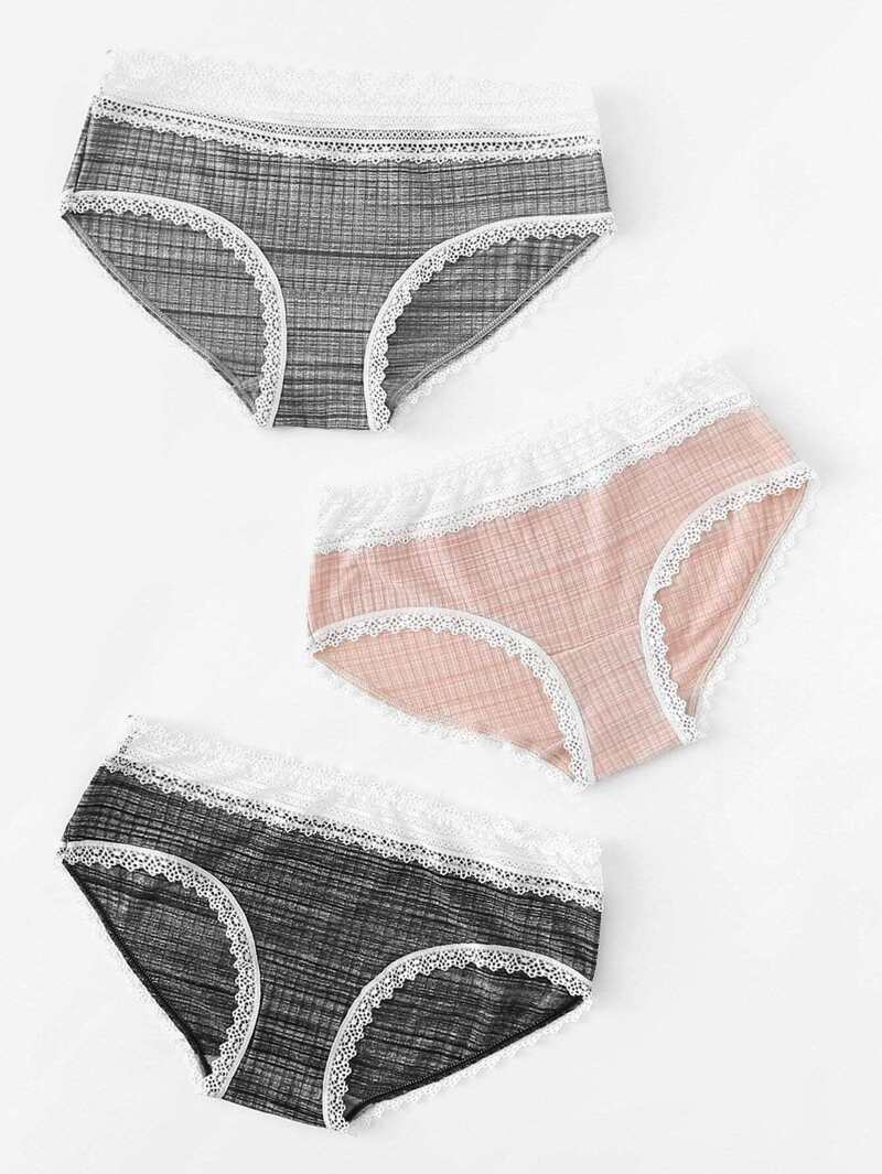 

Lace Trim Panty Set, Multicolor